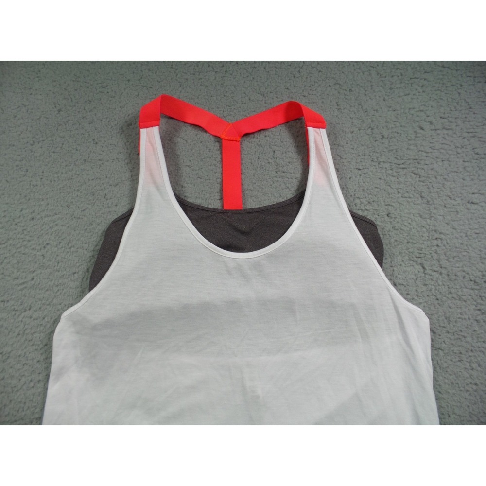 Alo Yoga Top Womens Size Large White Gray Current Tank Built-In Bra Stretch‎ NWT - Picture 3 of 12
